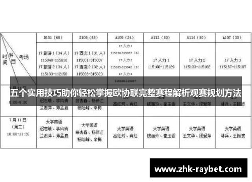 五个实用技巧助你轻松掌握欧协联完整赛程解析观赛规划方法